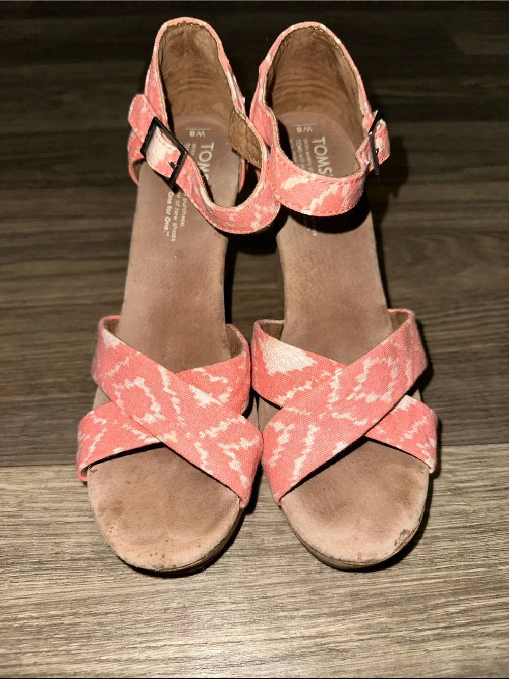 TOMS Coral Ikat Cork Wedges